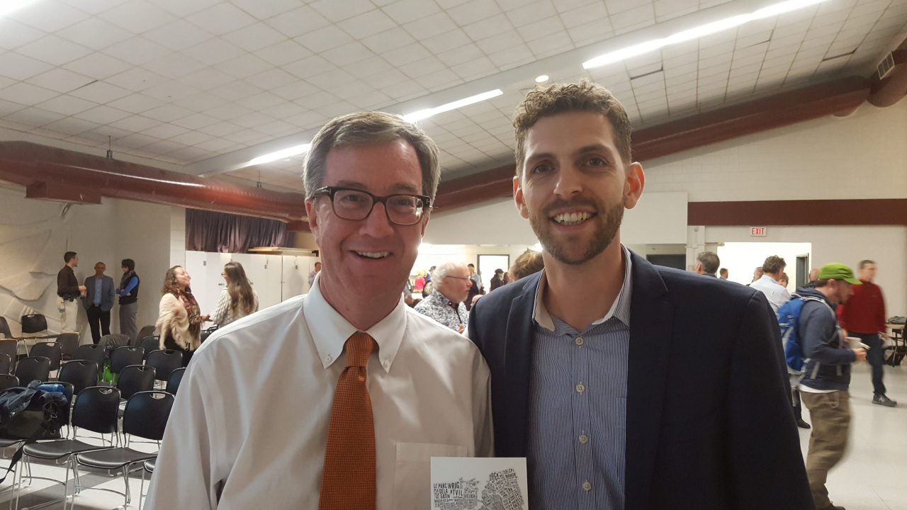 Mayor Jim Watson with BikeOttawa President Gareth Davies
