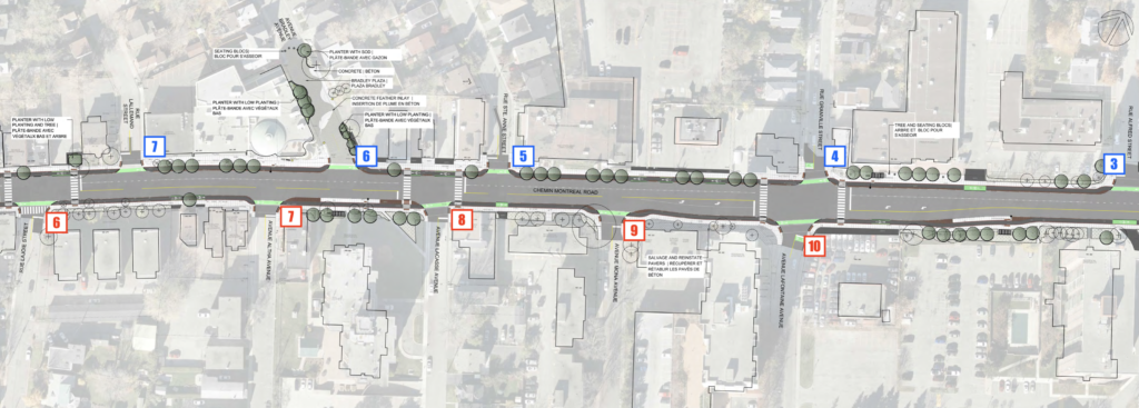 Screenshot of roll plan showing intersections 6 to 10 east bound, and 3 to 7 westbound. 
