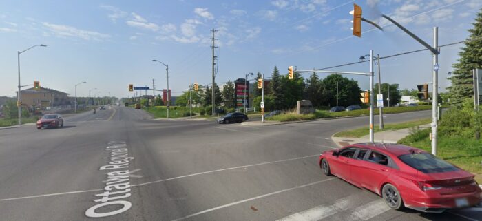 Google map image showing an intersection that is supposed to get a slip lane