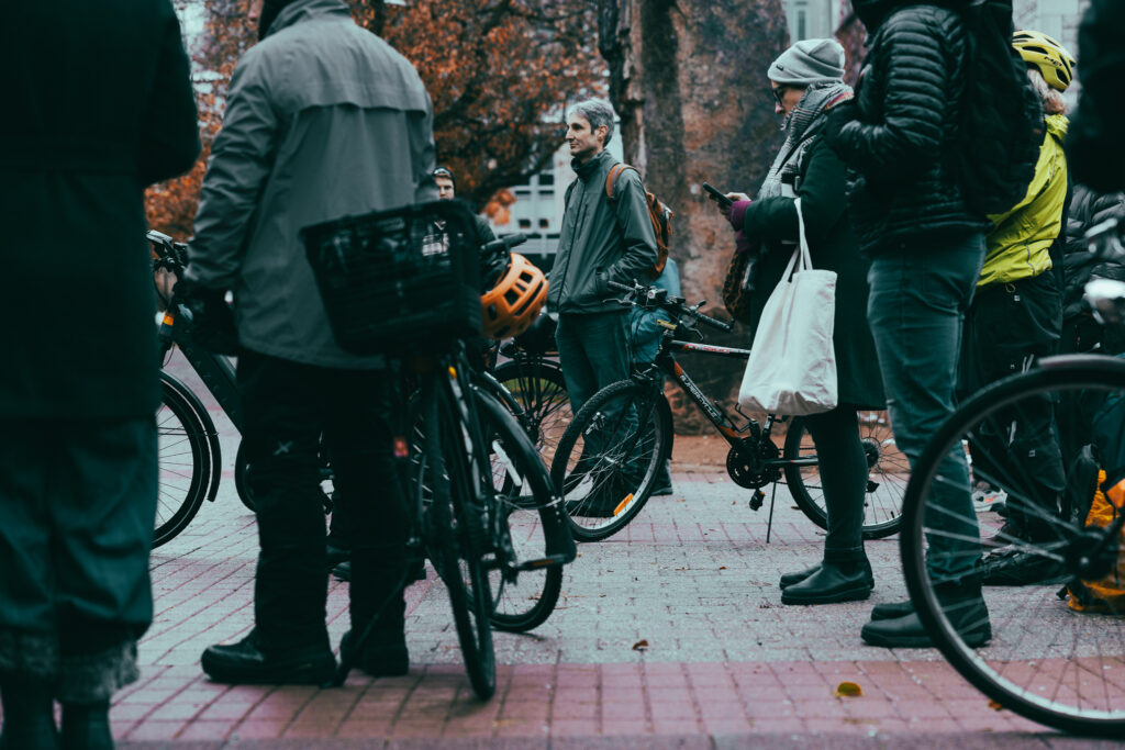 People attending the Bill 60 rally with their bikes