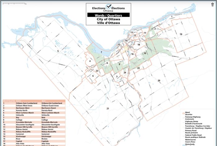 Ward map of the City of Ottawa (from their elections page)